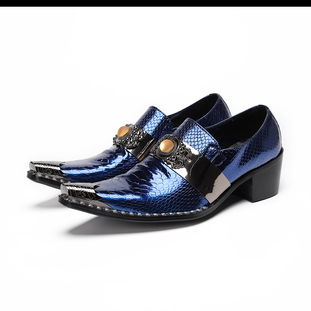Men'S Luxury Formal Wear - Chaussures de luxe en métal bleu