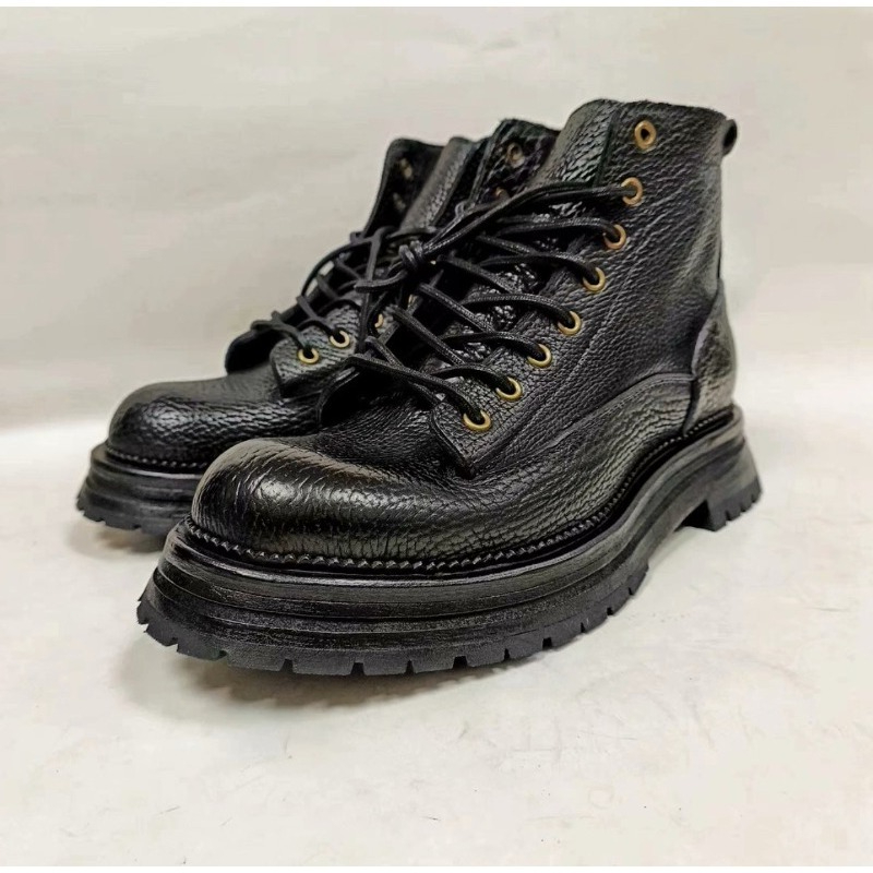 Men'S Formal Style - Bottes à semelles épaisses en cuir