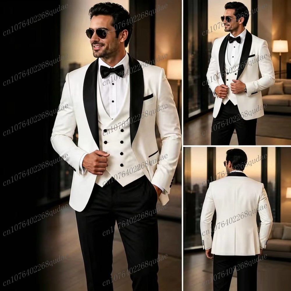 Men Formal Wear Black And White - Costume formel blanc et noir pour