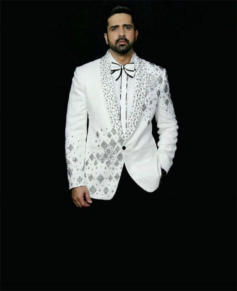 Men Formal Wear Black And White - Ensemble de costume pour homme Crystals,