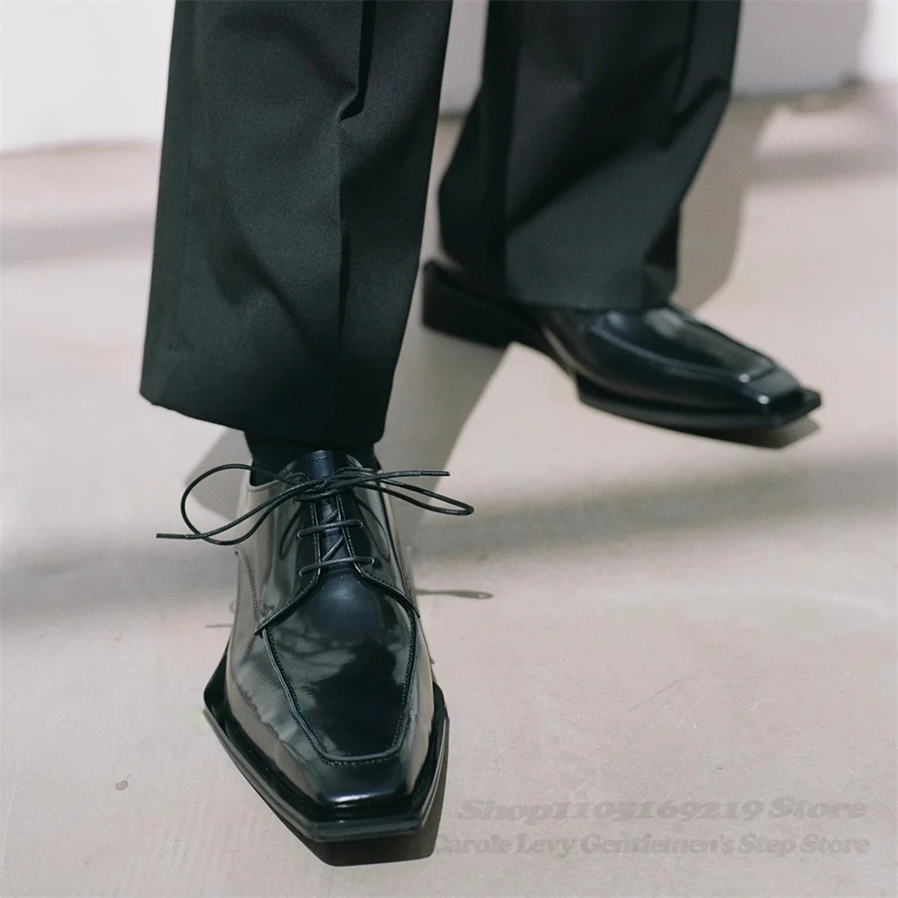 Men'S Formal Style - Chaussures Derby en cuir verni noir