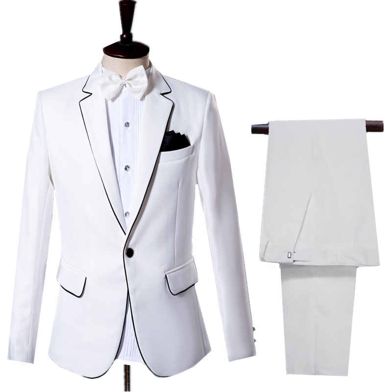 Nouveau costume décontracté bl - Men Formal Wear Black And White avis et prix
