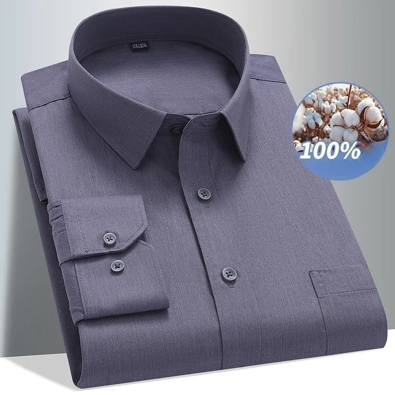 8XL 100 coton chemise à manche - Men Formal Wear Black And White avis et prix