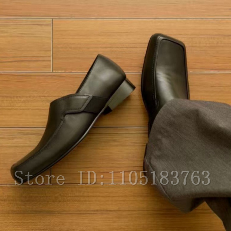 Mocassins en cuir noir à bout  - Formal Men Daily Wear Footwear avis et prix