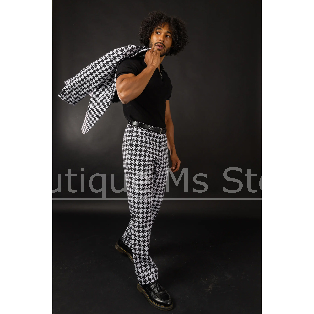 Costume pied-de-poule noir et  - Men Formal Wear Black And White avis et prix