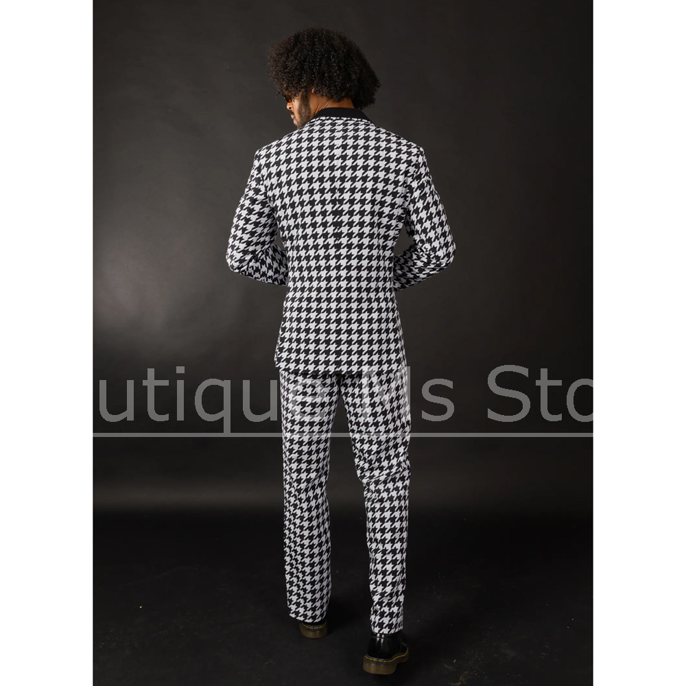 Costume pied-de-poule noir et  - Men Formal Wear Black And White avis et prix